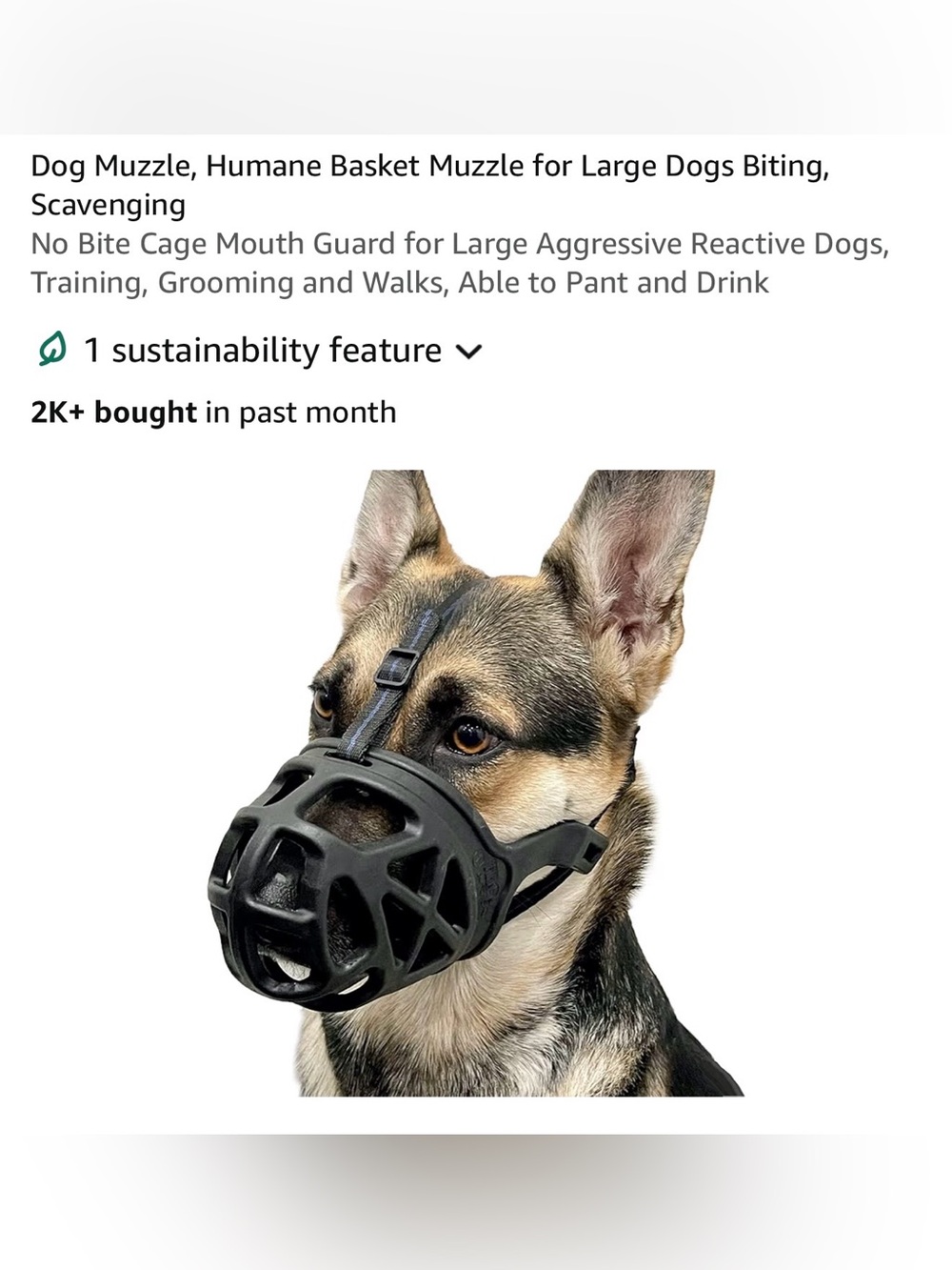ComfortFit Black Basket Dog Muzzle — Humane No-Bite Design, L Barkless brand